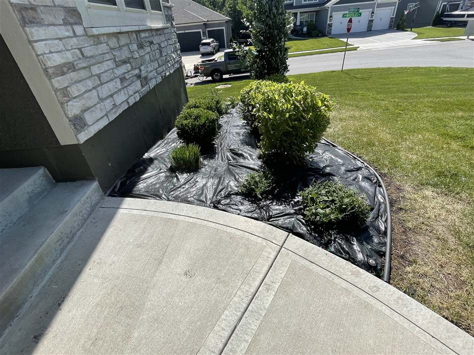 Landscape fabric and bed prep before finishing